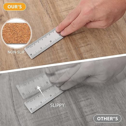 5Pcs Cork Backed Ruler Stainless Steel Ruler, 6/8/12/14/16 Inch Metal Ruler,Straight Edge Ruler Non-Slip Metal Rulers with Inch and Centimeters for Drawing Engineering(6 + 8 + 12 + 14 + 16 Inch)