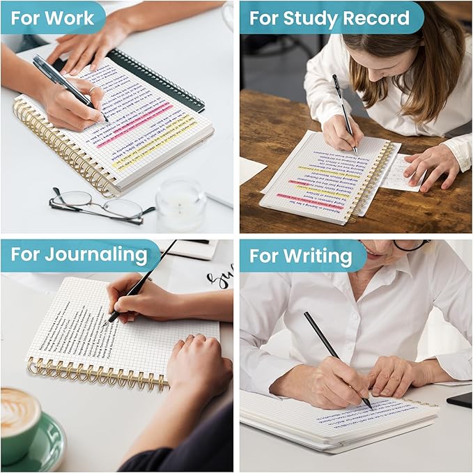 Spiral Graph Paper Notebook Journal for Work, 300 Pages, Thick B5 (7.1"x10") Grid Journals for Women & Writing, Hardcover Notebook for Note Taking, Perfect for Work School Note Taking Business, Color Splash