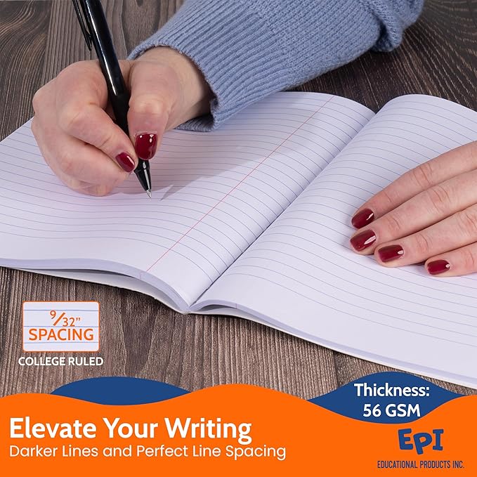 EPI Spiral Notebook | 5 Subject - College Ruled - 180 Sheets, Durable Spiral Binding | 10.5 x 8 in | Classroom Supplies | School, Office, Note Taking, Journaling - 3 Pack