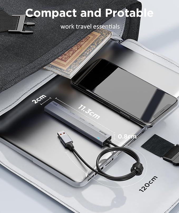 Aceele USB 3.2 Gen 2 Hub with 2 USB-A & 2 USB-C Ports, 10Gbps USB Splitter with 4ft Long Cable, USB Data Extented with 5V3A Type-C Power Port, Compatible for Laptop, iMac Laptop and More