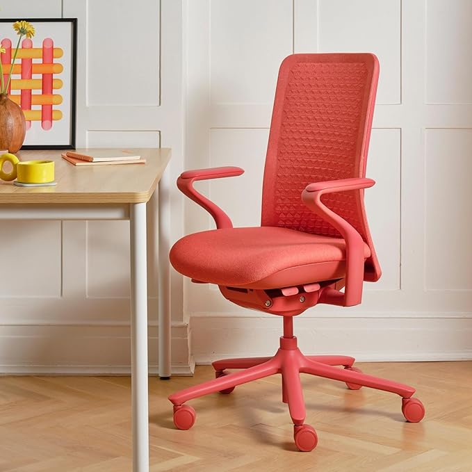 Branch Verve Chair - High Performance Executive Office Chair with Contoured Seat Back and Adjustable Lumbar Rest - High Density Foam Cushion with Aluminum Base - Up to 275 lbs - Coral