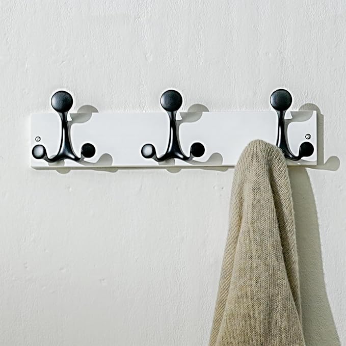 SKOLOO 17-Inch White Wood Coat Rack Wall Mount with 3 Triple Hooks - Ideal for Family Entrances, Classrooms, and Pet Supplies Storage - Perfect Coat Hooks for Wall, Pack of 2