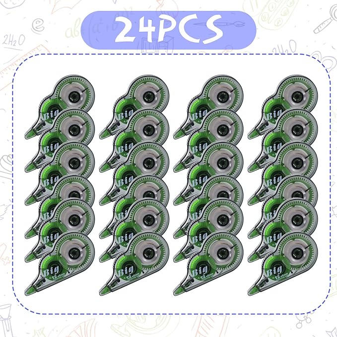 Yexiya 24 Pieces Correction Tapes Original Correction Wide Eraser Applicator Easy to Use Applicator Translucent Tapes Shows for Office Note Journal Scrapbooking, 0.2 Inch x 39.4 Feet