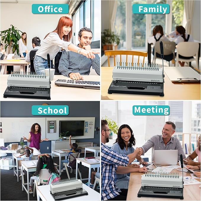 Binditek Binding Machine, 19-Hole, 450 Sheets, Comb Binder Machines with 100 PCS 1/2" Comb Spines, for Letter Size, A5 or Smaller Sizes