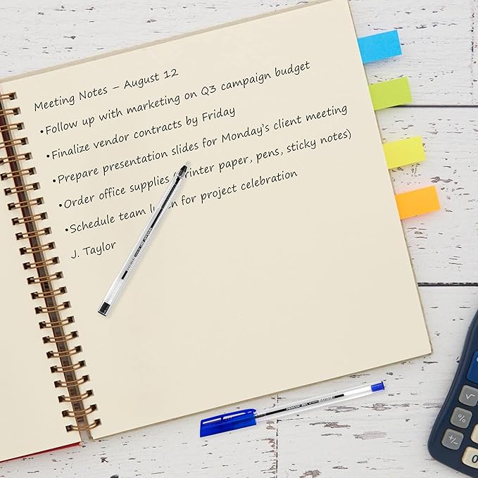 Ballpoint Pens Bulk Pack, 300-Count – (150 Black & 150 Blue) Ink Pens, 1.0mm Medium Point, Ergonomic Triangle Grip, Smooth Writing