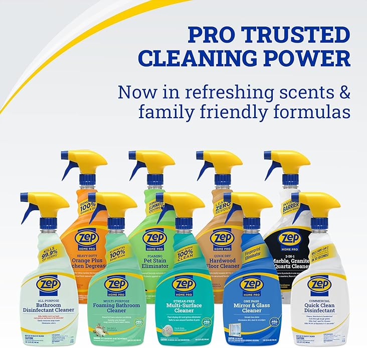 Zep Home Pro Commercial Quick Clean Disinfectant - 32 Fl. Oz. - R49806 - Pro Trusted Cleaning Power: Now in Refreshing Scents and Family Friendly Formulas (6)
