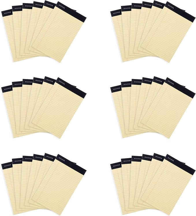 Mintra Office Legal Pads, ((xBasic, 5in x 8in, Narrow (Canary), 36pk (6-6pks))