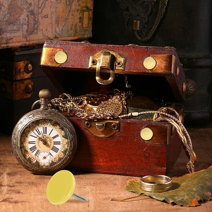 uxcell 150Pcs Upholstery Tacks, 11mmx13mm Flat Head Thumb Tack Decorative Furniture Nails Push Pins for Furniture Sofa Headboards, Yellow