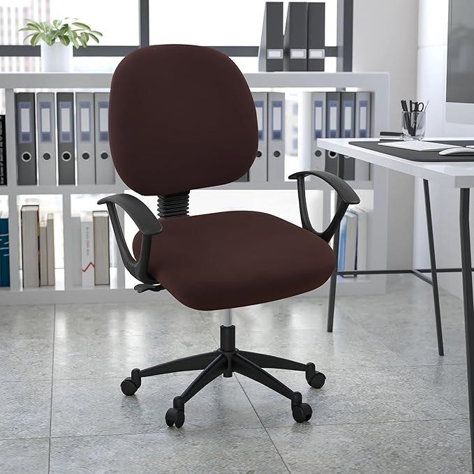 Smiry Stretch Printed Office Computer Chair Covers, Universal Washable Removable Desk Rotating Chair Slipcovers Protector, Seat + Backrest Cover - Chocolate