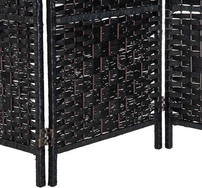 NicBex Room Divider 3 Panel Room Dividers with Wicker Weave Design Partition Room Dividers and Folding Privacy Screens 6 FT Wall Divider for Office, Room Separation,53.25"W x 0.75"D x 70.75"H, Black