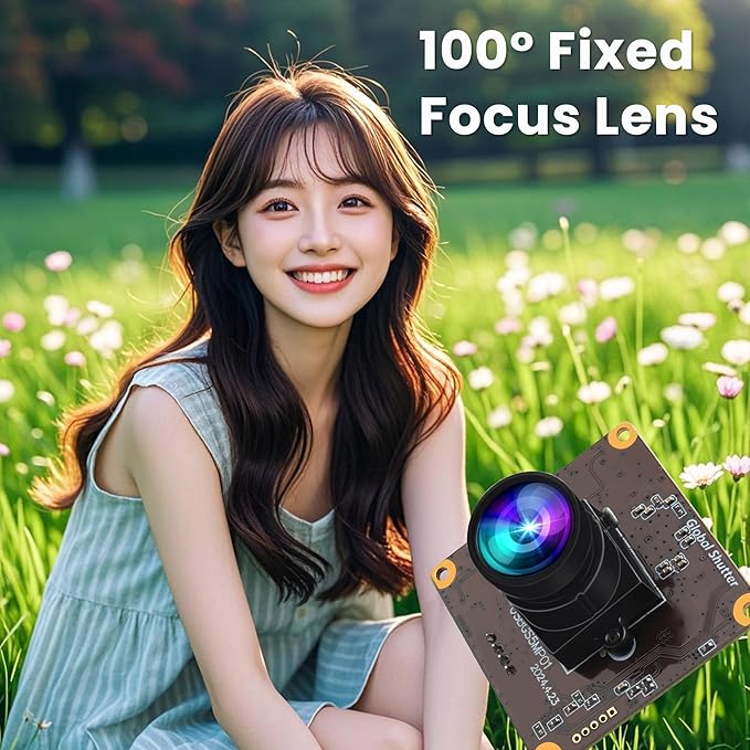 ELP 5MP Global Shutter 50fps USB Camera for Computer UVC USB2.0 Lightburn High Speed 60fps PC Web Camera Wide Angle for Live Streaming (100 Low Distortion Lens)