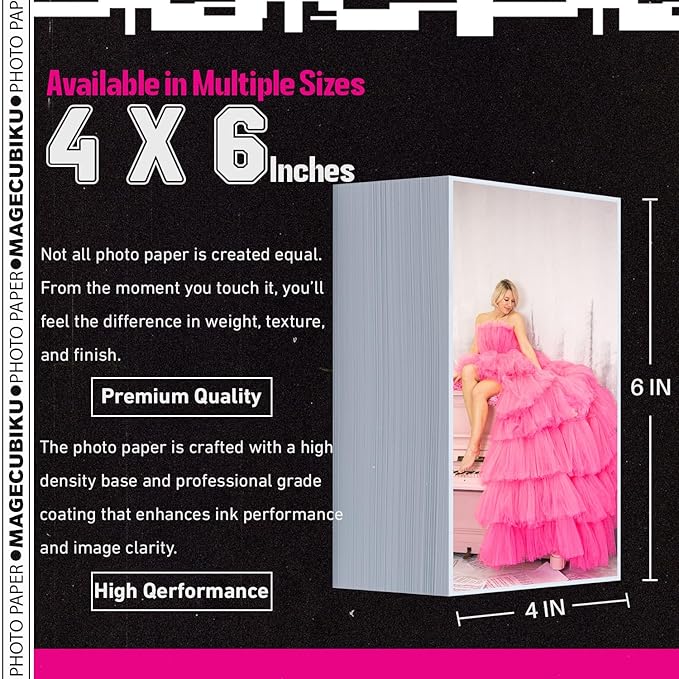 Glossy Photo Paper 4x6 Inches,200 Sheets 70 lb/258 gsm Premium Heavyweight Photographic Paper for Inkjet Printer Instant Dry Professional Postcard Picture Use Dye Ink
