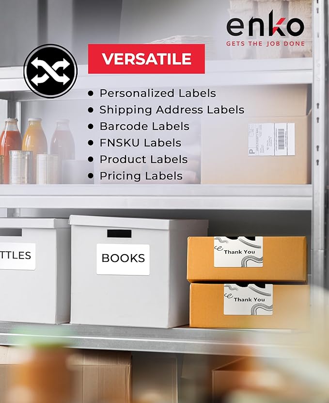 enKo 4x6 Thermal Fan Fold Labels Compatible for Rollo Printer - 1 Stack of 1000 4x6 Label Zebra Printer - Mailing Postal Label Paper, Perforated, Permanent Adhesive (2 Labels/Fold)