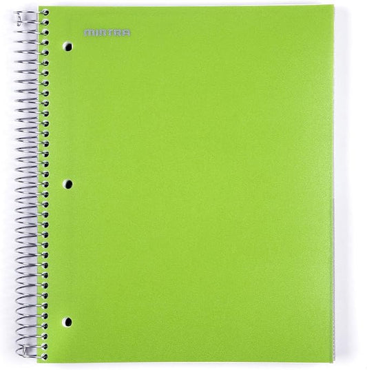 Mintra Office Durable Spiral Notebooks, 5 Subject (Green, College Ruled 1pk)
