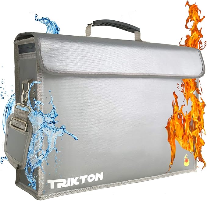 Fireproof and Waterproof Document Bag XXL 17.5x13x5 with TSA Lock, Fits A3 and Oversized Legal Files, High-Viz Design, Lock Box for Travel and Documents, Developed by USA Engineers and Firefighters