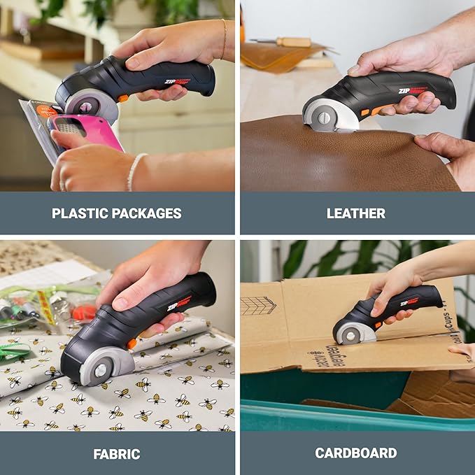 Worx Zipsnip Cordless Electric Scissors, Rechargeable Cardboard Box Cutter, 4V Powerful Fabric Scissors with 2 Safety Blades & Storage Bag WX082L.2