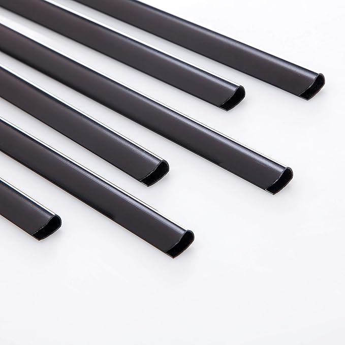 BNC Slide and Grip Binding Bars, 1/8 inches, Black Color, Letter Size Pack of 100, 15 to 20 Sheet Capacity, Round Corner (1/8 Inches, Black)