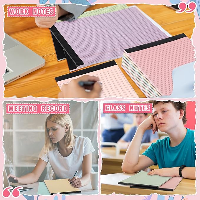 Fuutreo 8 Pcs 8.5'' x 11'' Colored Legal Pad Writing Pads Narrow Ruled 50 Sheets Per Notepad Perforated Writing Notepad Office Supplies for College Office Business (Macaron Color)
