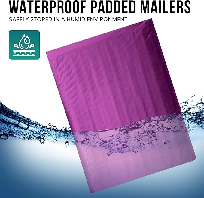 Levex - #0000 4" x 6" [5 Pack] Purple Poly Bubble Mailers, Padded Envelope Mailers, Packing Envelope & Mailing Bags for Shipping