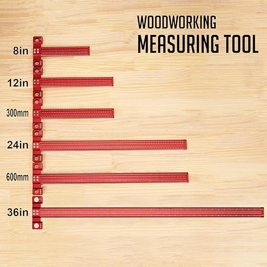 Woodworking Scriber t Square Ruler 36inch with Thoughtful Support Lips, t Square Woodworking Scriber, Aluminum Alloy Architect Ruler for Carpenter Work, Layout and Measuring Tools-Red…