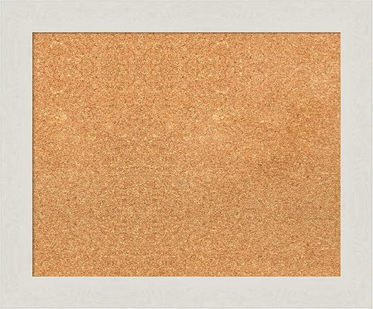 Amanti Art Natural Cork Board for Wall, 19x23 Vision Board with White Frame, Small Corkboard Office Decor for Home Organization, Country Rustic Corkboard Pinboard to Display Items for Home