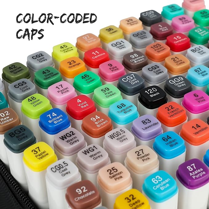 Alcohol Markers Brush Tip: Double Tipped Art Marker, 80 Count, suitable for Adults Artists Painting, Coloring Drawing Sketching, Multicolor