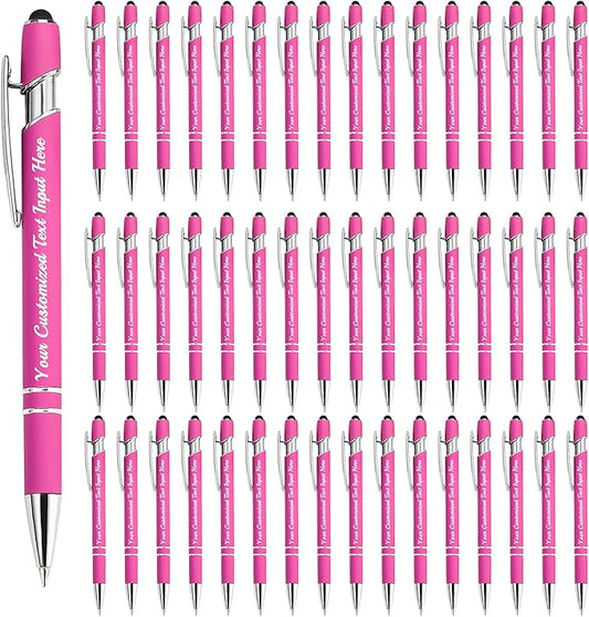 Personalized Ballpoint Pen 48pcs, Custom Pens Free Engraved Bulk with Name Logo, Soft Black Ink Stylus with Touch Metal Office, Gift for Anniversaries, Graduations, Birthdays