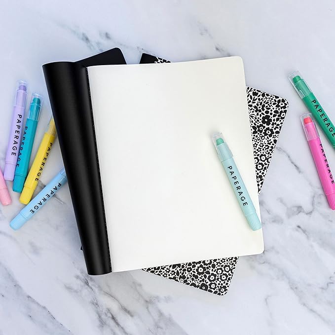 PAPERAGE Soft Cover Lined Journal Notebook, 2 Pack, (Black), 100 Pages, Large 7.5 inches x 9.5 inches, College Ruled, Ideal for Note Taking & Travel Journal