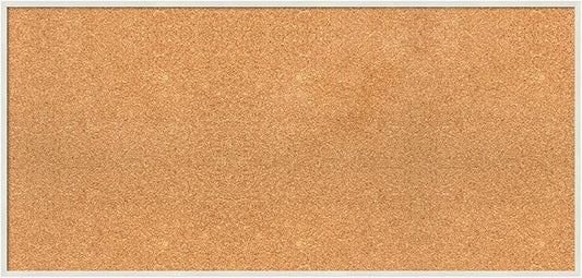 Amanti Art Natural Cork Board for Wall, 19x39 Vision Board with White Frame, Large Corkboard Office Decor for Home Organization, Modern Corkboard Pinboard to Display Items for Home Organization in