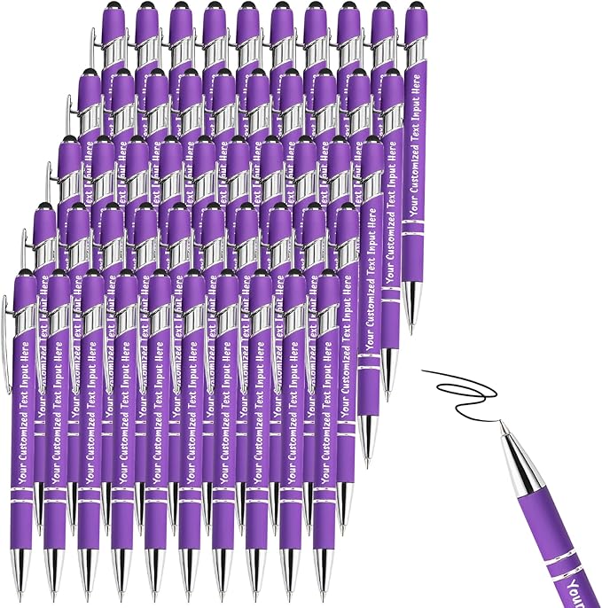 Personalized Ballpoint Pen, 150 Pcs, Custom Engraved with Name or Logo, Smooth Black Ink, Touch Tip Design, Ideal for Office, School, Gifts