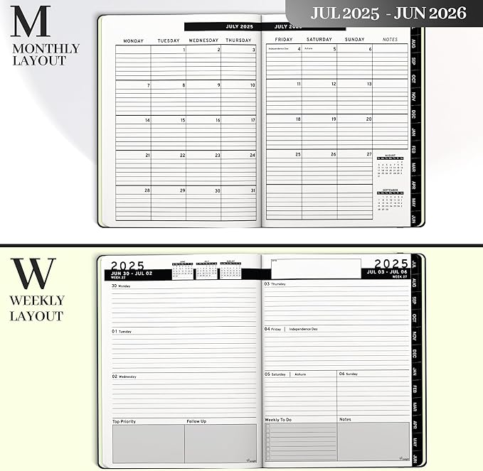 Ensight 2025-2026 HARDCOVER Leather Planner Weekly & Monthly - 8.5x11 Inches - Academic Planner Business Personal or Student - Pen Holder, Thick Paper, July 2025 - June 2026 (Green)