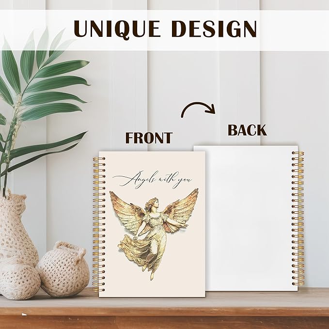Qabliqo Angel Christian Spiral Notebooks, Faith Based Gifts Journals for Writing, Religious Christian Journal for Women, Prayer Journal, Angels with You Notebook for Note Taking, 5.5x8.3 Inch