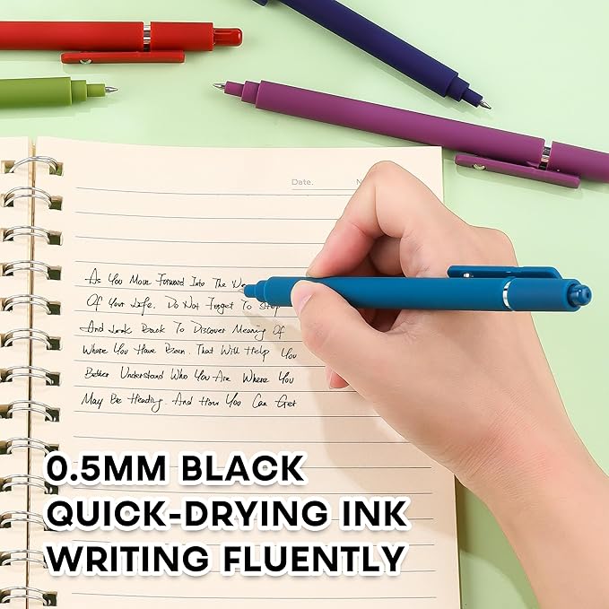 RIANCY Gel Pens, 0.5mm Black Ink Quick Dry Ball Point Pens, Fine Point Smooth Writing Retractable Pens, Cute Aesthetic Gifts Set for Men Women Journaling, Office School Stationery Supplies Pack of 20