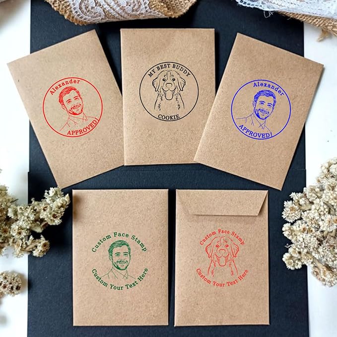 Custom Ink Stamp Personalized Self-Inking Rubber Stamps Customized Return Address Stamp Business Name Label Stamping Supplies Office Business Events 4 Ink Color