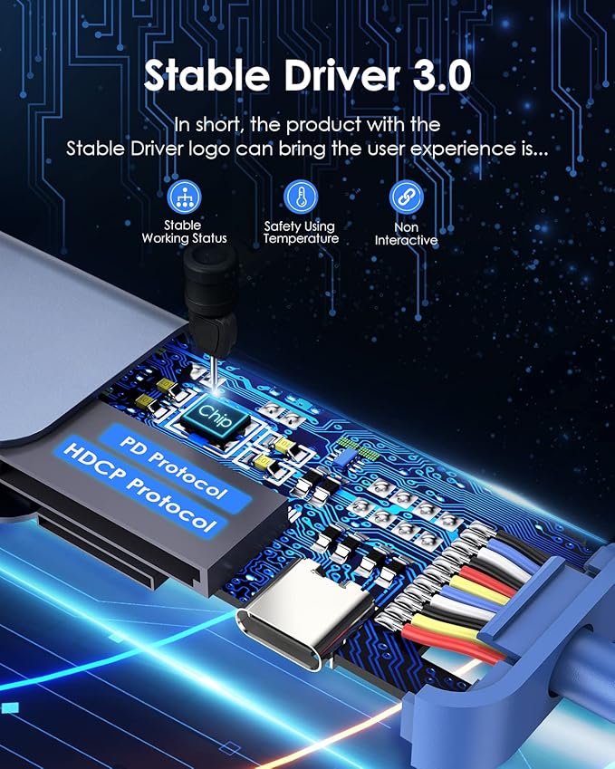 LENTION USB C Hub with 100W Charging, 4K HDMI, Dual Card Reader, USB 3.0 & 2.0 Compatible 2023-2016 MacBook Pro, New Mac Air/Surface, Chromebook, More, Stable Driver Adapter (CB-CE18,Blue)