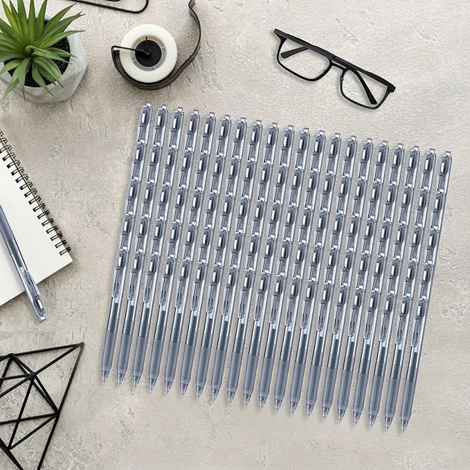 Aozora Black Gel Pens Fine Point Smooth Writing Pens 100 Pack Retractable Black Ink Pens 0.5mm Quick Dry Office School Supplies (Black-100pack)