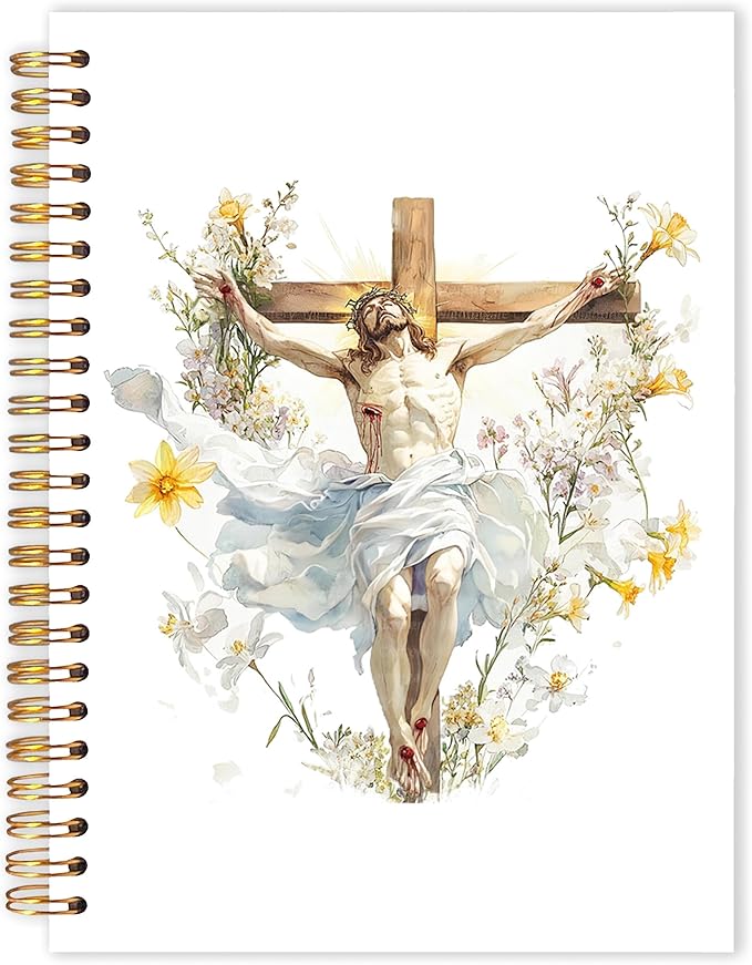 Qabliqo Christian Jesus Spiral Notebooks, Resurrection of Jesus Journals for Writing, Religious Christian Journal for Women Men, Faith Based Gifts Notebook for Note Taking, 5.5x8.3 Inch