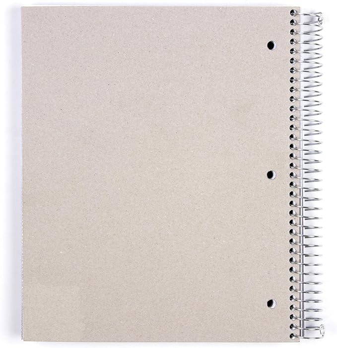 Mintra Office Durable Spiral Notebooks, 5 Subject (Black, College Ruled 1pk)