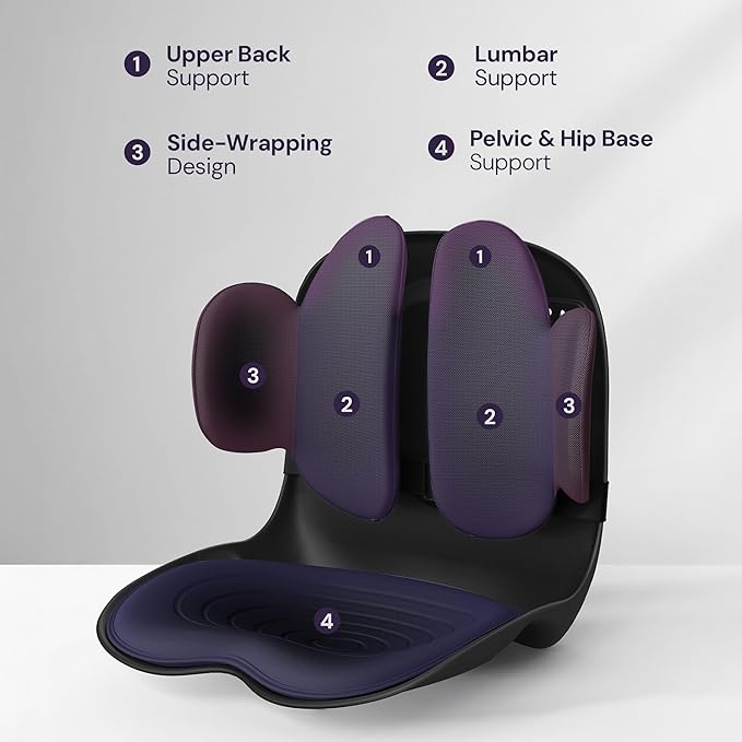 3D Lumbar Support Seat Cushion – Patented Spine Alignment Ergonomic Posture Corrector, Breathable Mesh & EVA Foam, Portable for Home, Office, Meditation, Gaming, Outdoor 16.5" W × 15.7" D