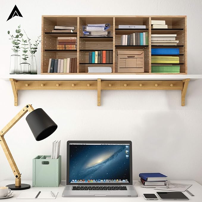 AdirOffice Wooden Adjustable Literature Organizer, 24 Compartment Office Mailbox, or Classroom Literature Organizer, Medium Oak