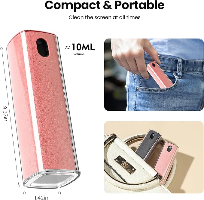 2 Pcs Screen Cleaner Kit, 3-in-1 Touchscreen Mist Cleaner Spray Bottle Tool & Microfiber Cloth for Phone/Laptop/Tablet/TV/Monitor/Car Screens(Grey)