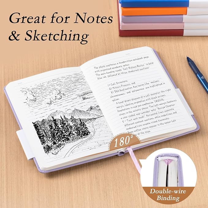 deli A5 Lined Journal Notebook, 160 Pages Hardcover Writing Notebook, 5.5"x8.2" College Ruled Notebook for Office, School, Work Notes (Purple)