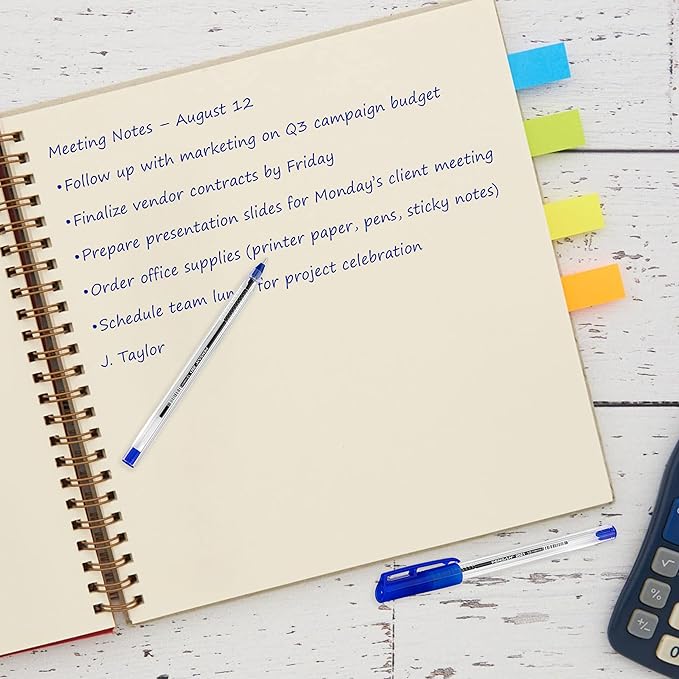 Blue Ballpoint Pens,1.0 mm Medium Point, Blue Pens, Ergonomic Triangle Grip, Smooth Writing, 300-Count Pack of Bulk Pens