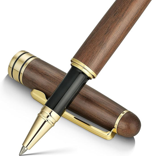 BEILUNER Luxury Walnut Ballpoint Pen Writing Set - Elegant Fancy Nice Gift Pen Set for Signature Executive Business Office Supplies - Gift Boxed with Extra Refills (Black)
