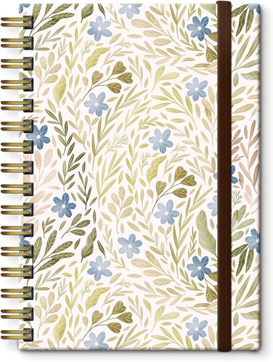 Spiral Journal Notebook, A5 Cute Notebooks for Women Men, College Ruled Hardcover Notebook for Work & Note Taking, 60 Pages Double-Wire Journals for Writing, Boho Leaf