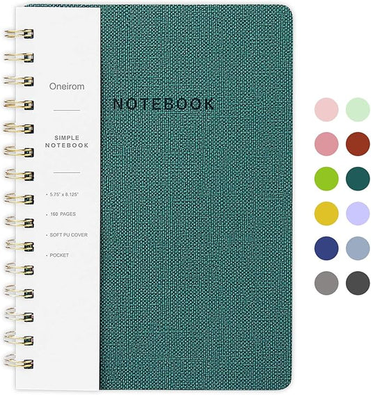 Lined Spiral Notebook College Ruled A5 Journal Book for Note Taking, 160 Pages Writing Journal for Office and Home School Supplies 5.75x8.125 inch (0Green)