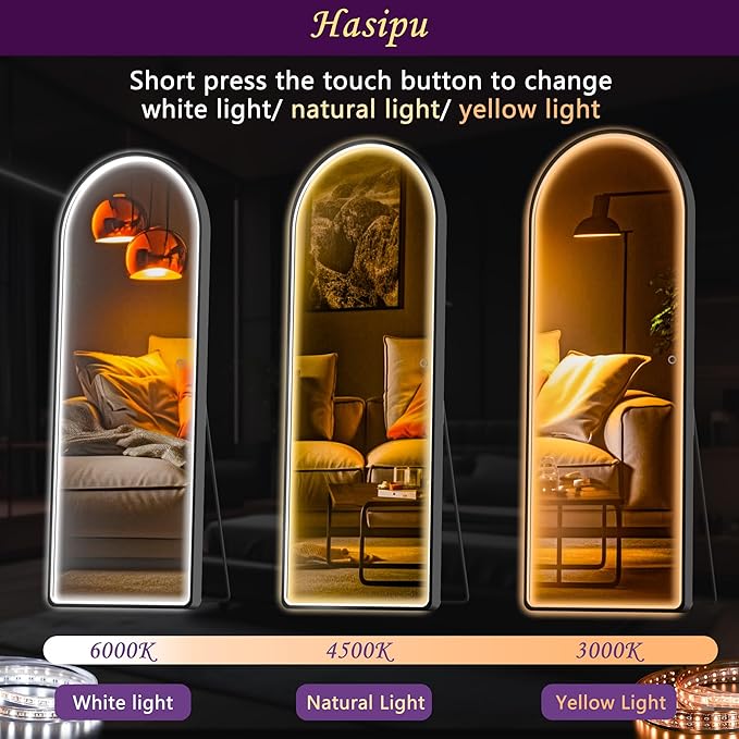 Hasipu 56" x 16" Led Mirror - Full Length, Wall Mounted with Lights & 3 Color Modes