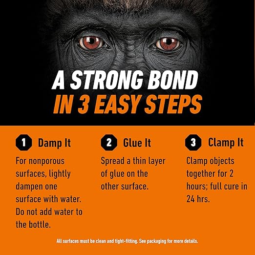 Gorilla Original Gorilla Glue, Brown, Waterproof Polyurethane Glue, 8 Ounce (Pack of 1) - Expands Into Materials, All Purpose