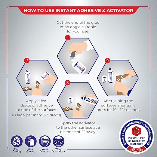 MITREAPEL Ca Glue with Activator (50 x 1.7 oz - 50 x 6.7 fl oz), Cyanoacrylate Super Glue for Plastic, Glass, Leather, Ceramic, Woodworking, DIY, 3D Printing - Instant Bond - 50 Pack