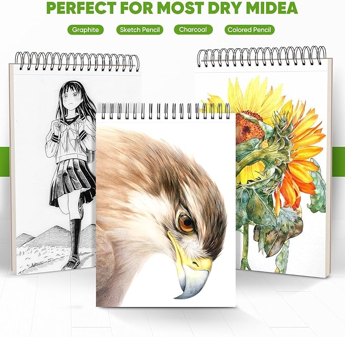 Soucolor Sketchbook 8.5x11 Hard Cover - 100 Sheets Spiral Bound Sketch Pad 8.5" x 11", 68lb/100gsm Thick Drawing Paper 8.5" x 11", Acid-Free Art Notebook for Kids Adults Classroom Teacher Must Have